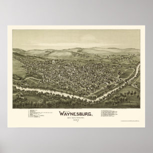 Waynesburg, PA Panoramic Map - 1897 Poster