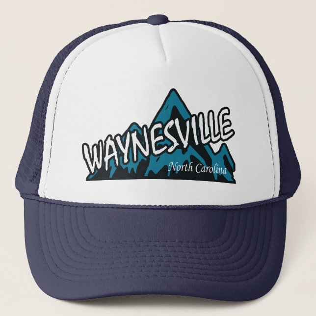 Waynesville North Carolina Mountains Trucker Hat (Front)