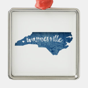 Waynesville North Carolina Wood Grain Metal Tree Decoration