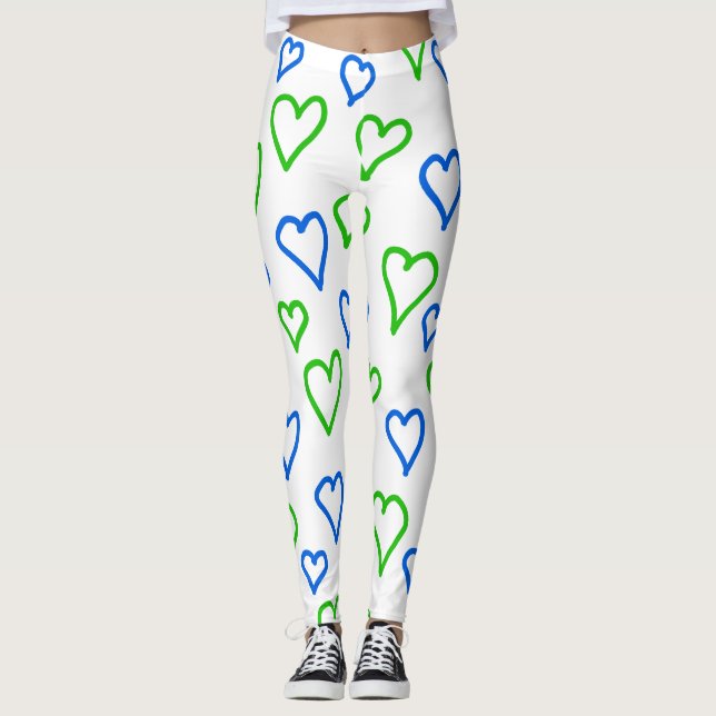 WAYout Arts Sierra Leone Flag Colour Hearts Leggings (Front)