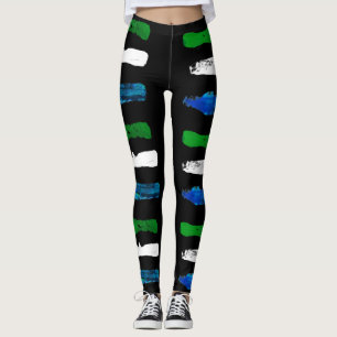 WAYout Arts Sierra Leone Flag Paint Marks Leggings