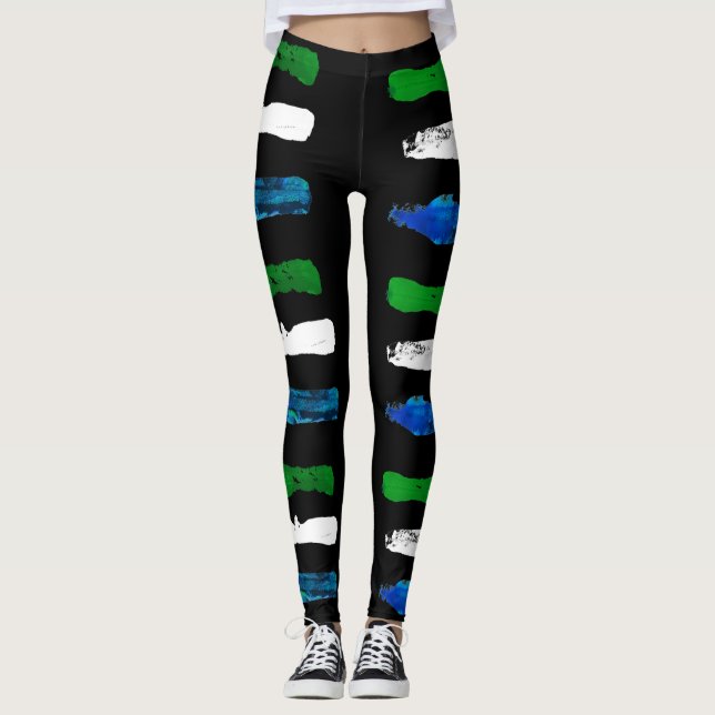WAYout Arts Sierra Leone Flag Paint Marks Leggings (Front)