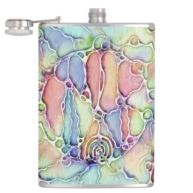 Ways Of Life - Neurographic Art Pattern 1 Hip Flask (Opened)
