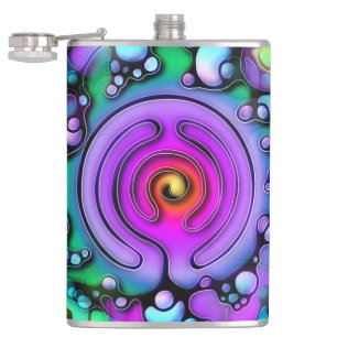 Ways Of Life - Neurographic Art Pattern 2 Hip Flask