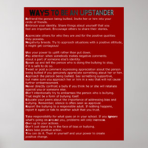 Ways to Be an Upstander Poster