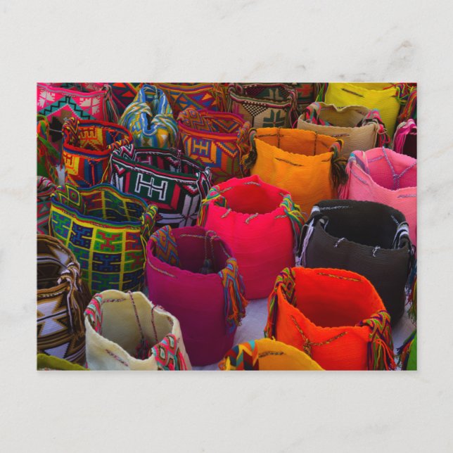 Wayuu mochilas bags for sale in Colombia Postcard (Front)