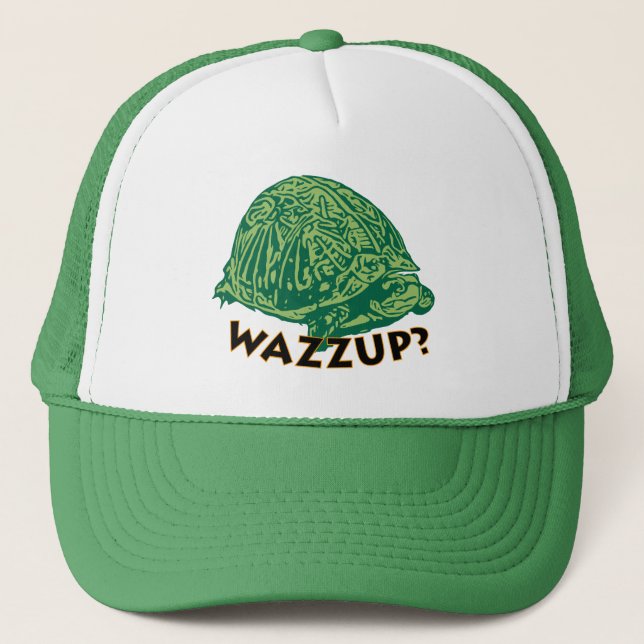 Wazzup - Green Trucker Hat (Front)