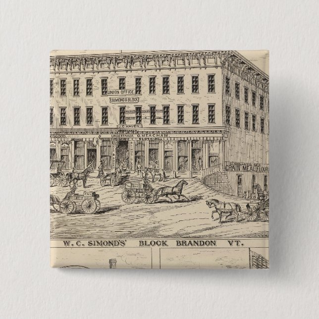 WC Simond's' Block in Brandon 15 Cm Square Badge (Front)