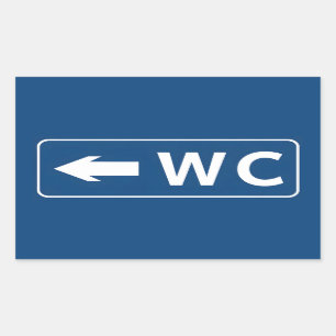 WC Toilet Restroom Sign Rectangular Sticker