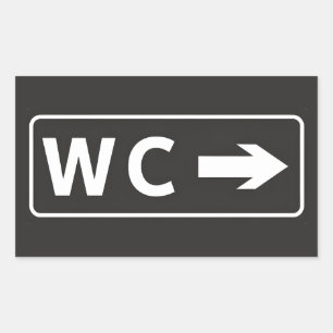 WC Toilet Restroom Sign Rectangular Sticker