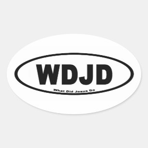 WDJD What Did Jesus Do Euro Style Oval Sticker