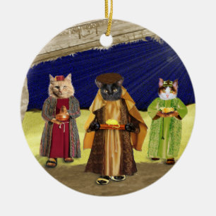 we 3 cats christmas shirt ceramic tree decoration