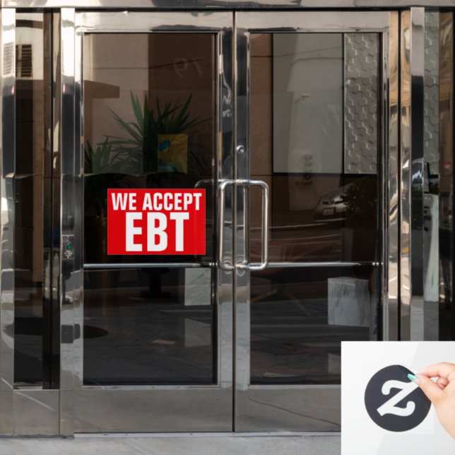 WE ACCEPT EBT Red Business Sign (Office Door)