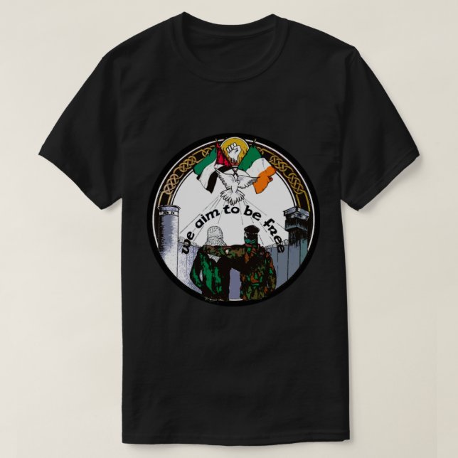 We Aim To Be Free - Irish Palestinian Solidarity.  T-Shirt (Design Front)