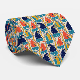 We All Caw For Macaws Tropical Bird Pattern Tie