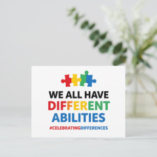 We All Have Different Abilities Awareness Art Postcard