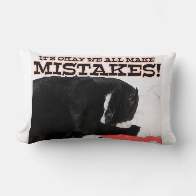 We All Make Mistakes  Cat Motivational Quote Lumbar Cushion (Front)