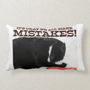 We All Make Mistakes  Cat Motivational Quote Lumbar Cushion