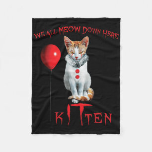 We All Meow Clown Cat Kitten Halloween Funny Cute Fleece Blanket