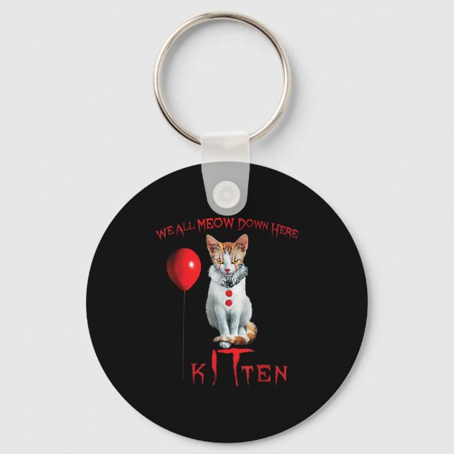We All Meow Clown Cat Kitten Halloween Funny Cute  Key Ring (Front)