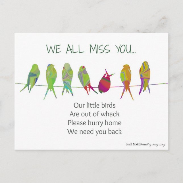 We All Miss You Poem from Kids Postcard (Front)
