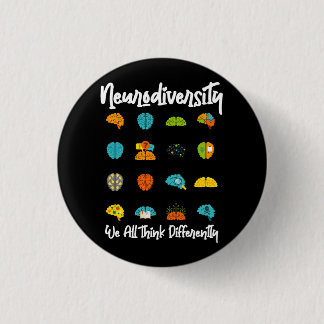We All Think Differently Neurodiversity Shirt Auti 3 Cm Round Badge