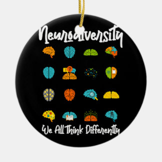 We All Think Differently Neurodiversity Shirt Auti Ceramic Tree Decoration