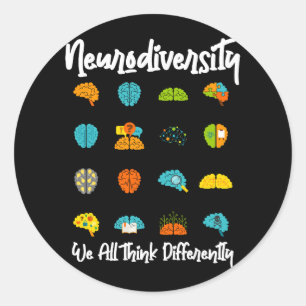We All Think Differently Neurodiversity Shirt Auti Classic Round Sticker