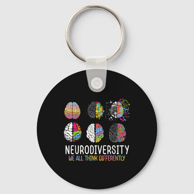 We All Think Differently Neurodiversity Shirt Auti Key Ring (Front)