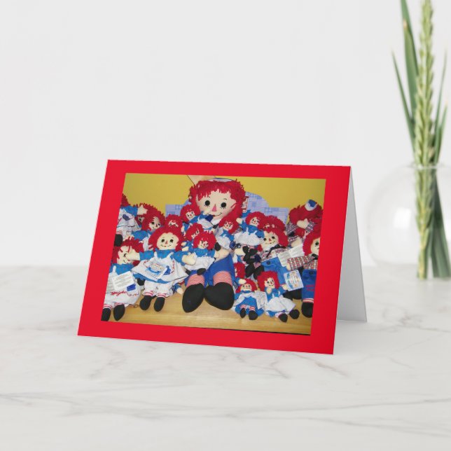 "WE ALL WISH YOU A  MERRY CHRISTMAS" RAGGEDYANN HOLIDAY CARD (Front)