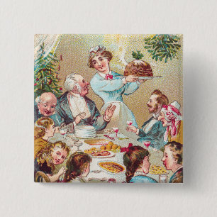 We All Wish You a Merry Christmas - Vintage Card  15 Cm Square Badge