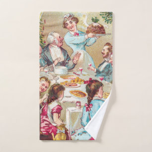 We All Wish You a Merry Christmas - Vintage Card Hand Towel