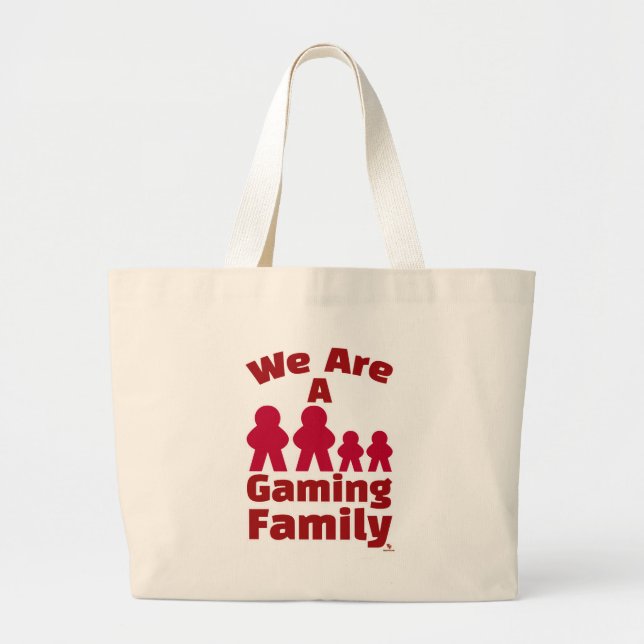 We Are A Gaming Family Fun Meeple Art Large Tote Bag (Front)