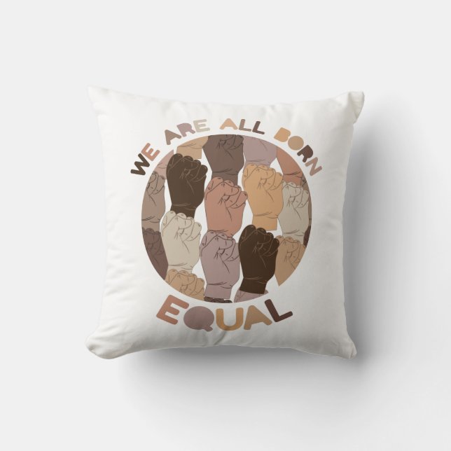 We Are All Born Equal, All Black Lives Matter Cushion (Front)