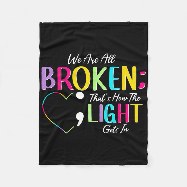 We Are All Coloured Hearts Raise Awareness For Men Fleece Blanket (Front)