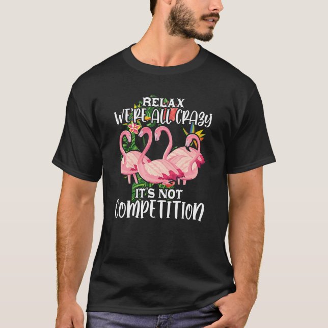 We Are All Crazy It's Not Competition Flamingo Ani T-Shirt (Front)