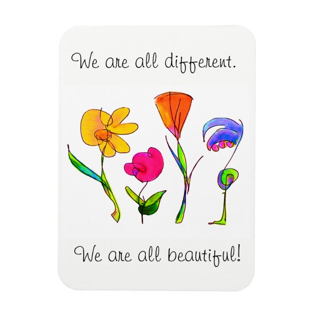 We Are All Different & Beautiful Diversity Magnet (Vertical)