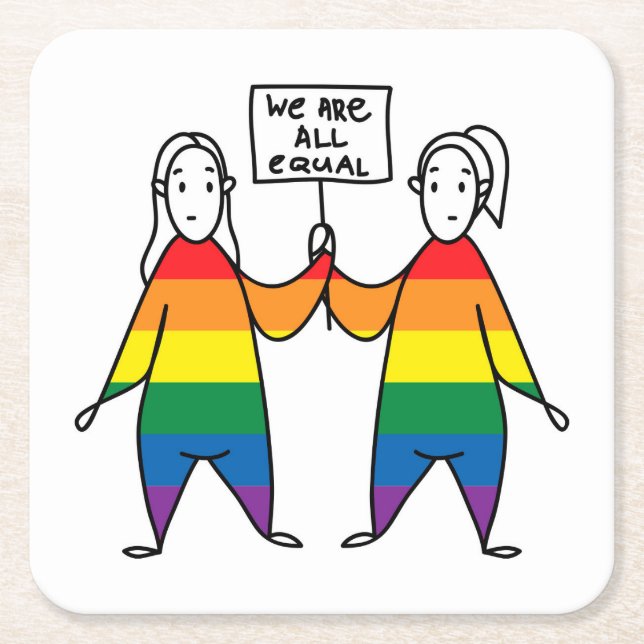 We Are All Equal Square Paper Coaster (Front)