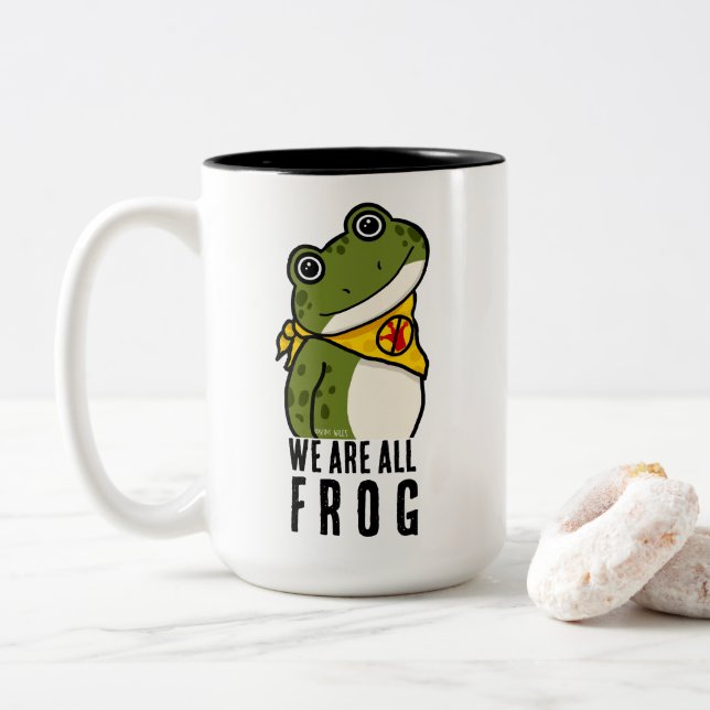 WE ARE ALL FROG Two-Tone COFFEE MUG (With Donut)