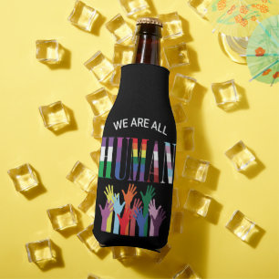 We Are All Human Colourful Hands  Bottle Cooler