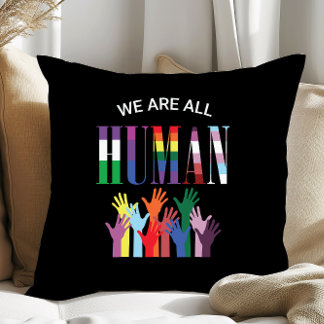 We Are All Human Colourful Hands Cushion