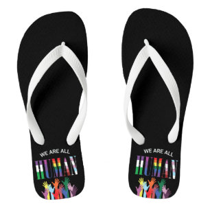 We Are All Human Colourful Hands  Flip Flops
