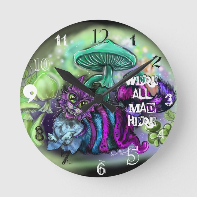 We are all mad Here Cat Clock (Front)