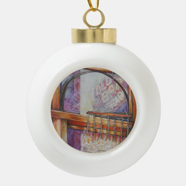 We Are All Moths Flying Around the Same Light. Ceramic Ball Christmas Ornament (Front)