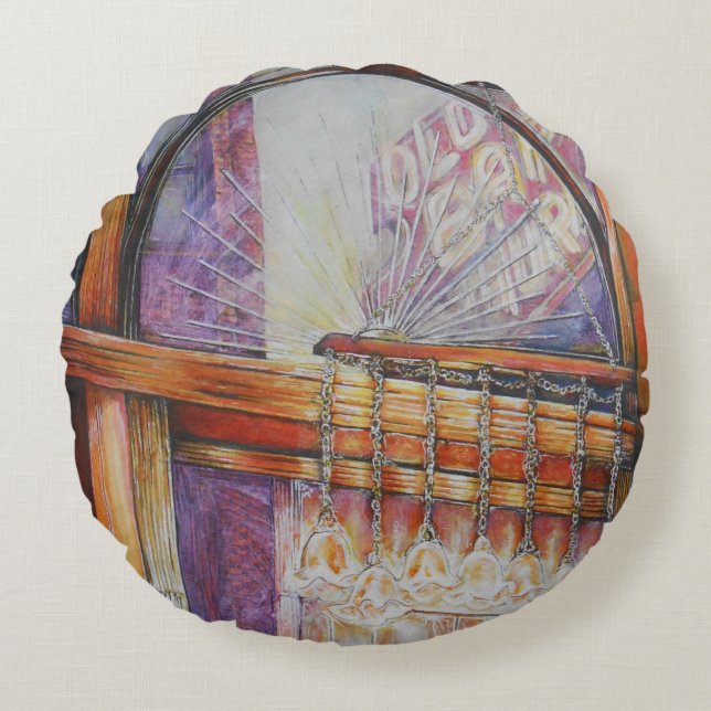 We Are All Moths Flying Around the Same Light. Round Cushion (Front)