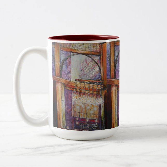 We Are All Moths Flying Around the Same Light. Two-Tone Coffee Mug (Left)