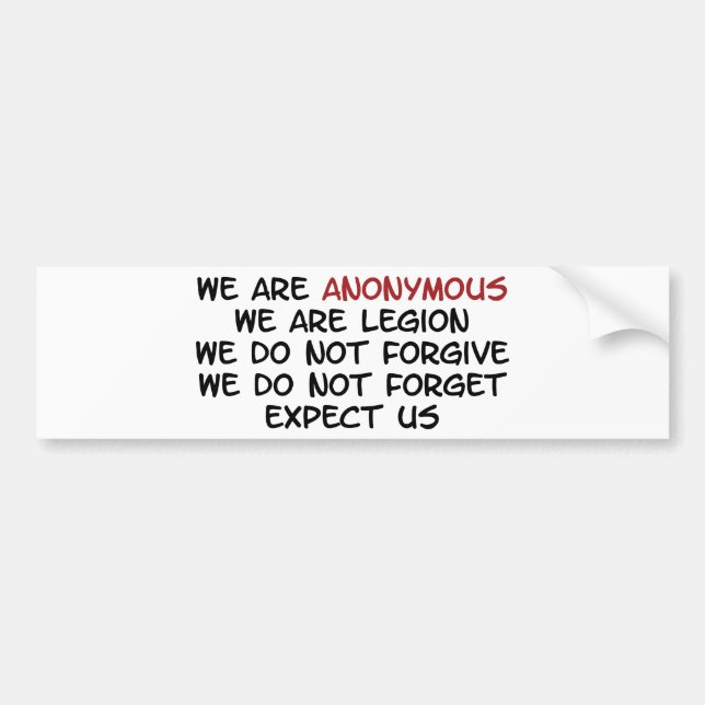 We Are Anonymous Bumper Sticker (Front)