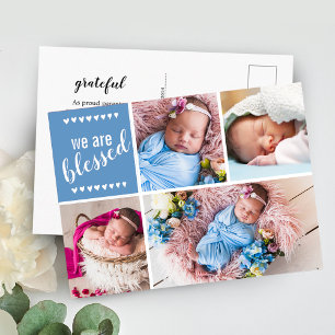 We Are Blessed Birth Announcement Thank You Photo Postcard