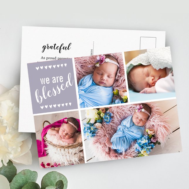 We Are Blessed Birth Announcement Thank You Postcard (Creator Uploaded)