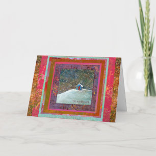 We are blessed little house snow winter art holiday card